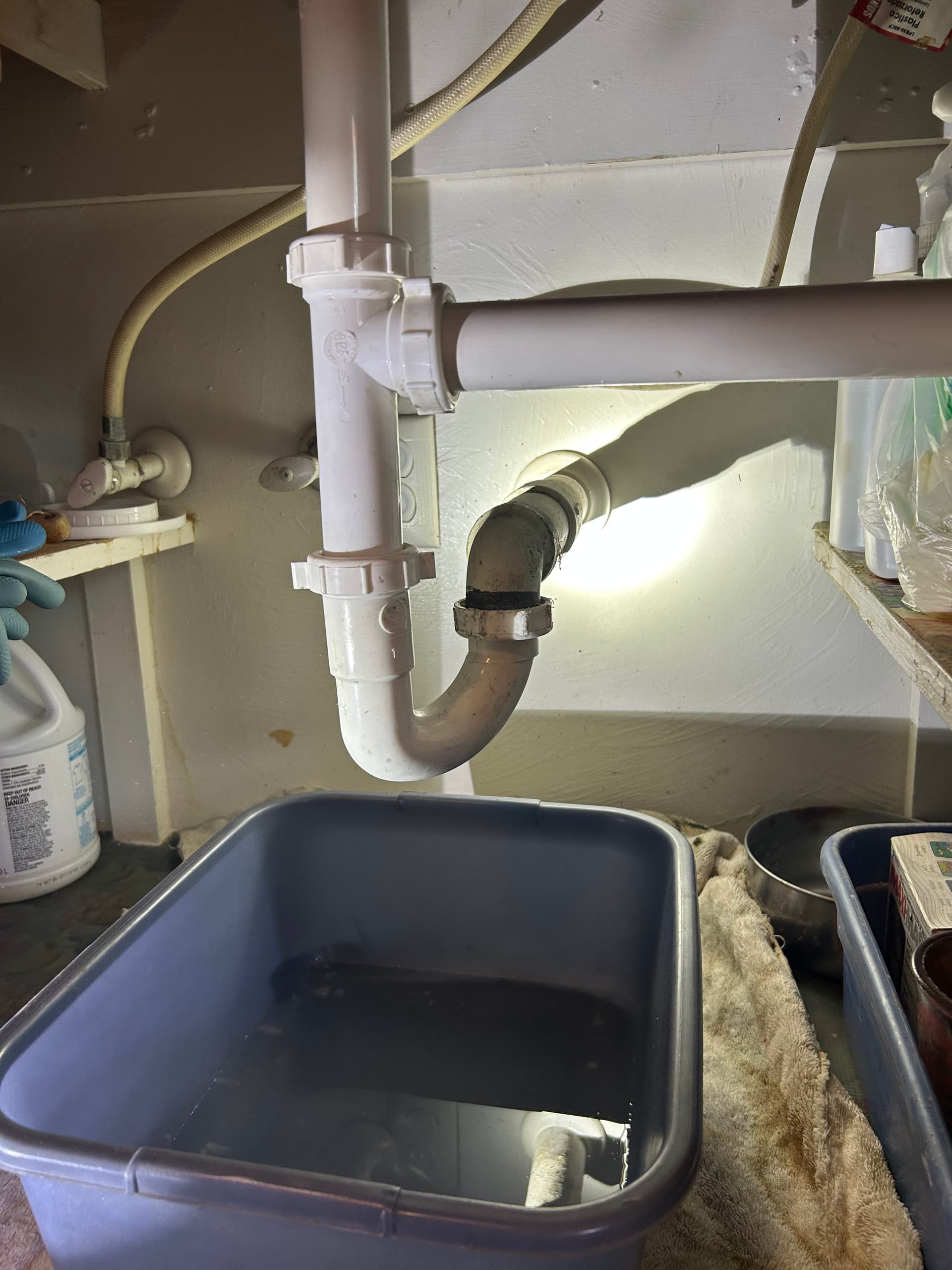 Rusted Galvanized Drain Pipe Leaking Under Kitchen Sink - Fixed image